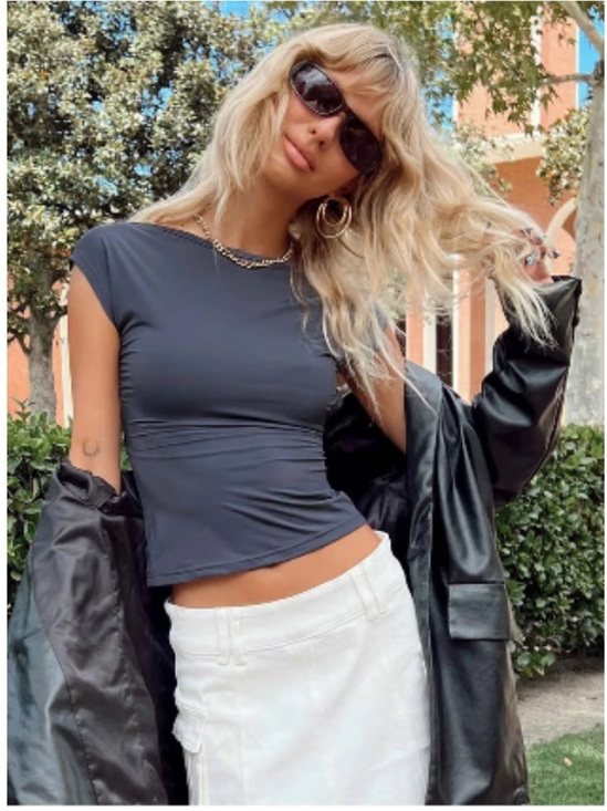 Princess Polly Tops - Princess Polly Charcoal Gray Open-Back Tank size M or L